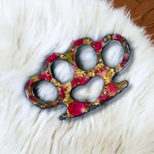 Red Clear Floral Resin Decorative Keychain Accessory (Z084)